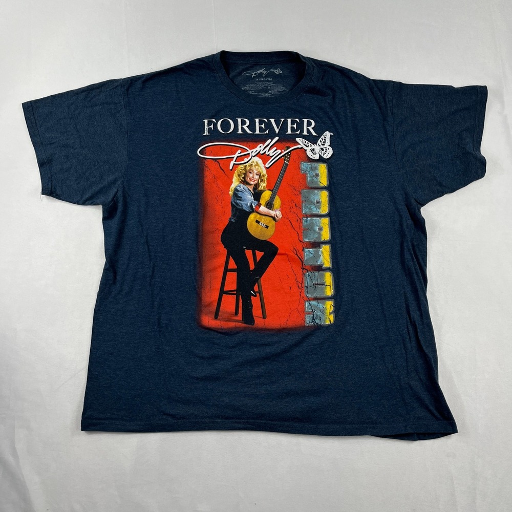 Dolly Parton Graphic T-Shirt Forever‎ Dolly Butterfly Navy Blue Women 2X